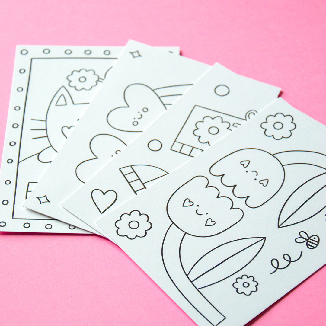 Set de 4 cartes postales à colorier