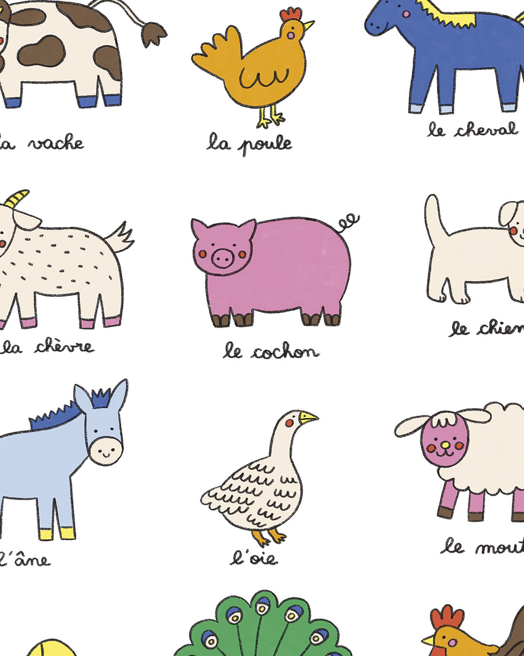 Imagier des animaux de la ferme, affiche