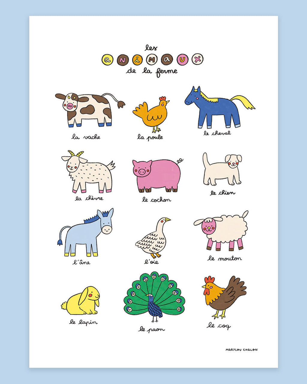 Imagier des animaux de la ferme, affiche