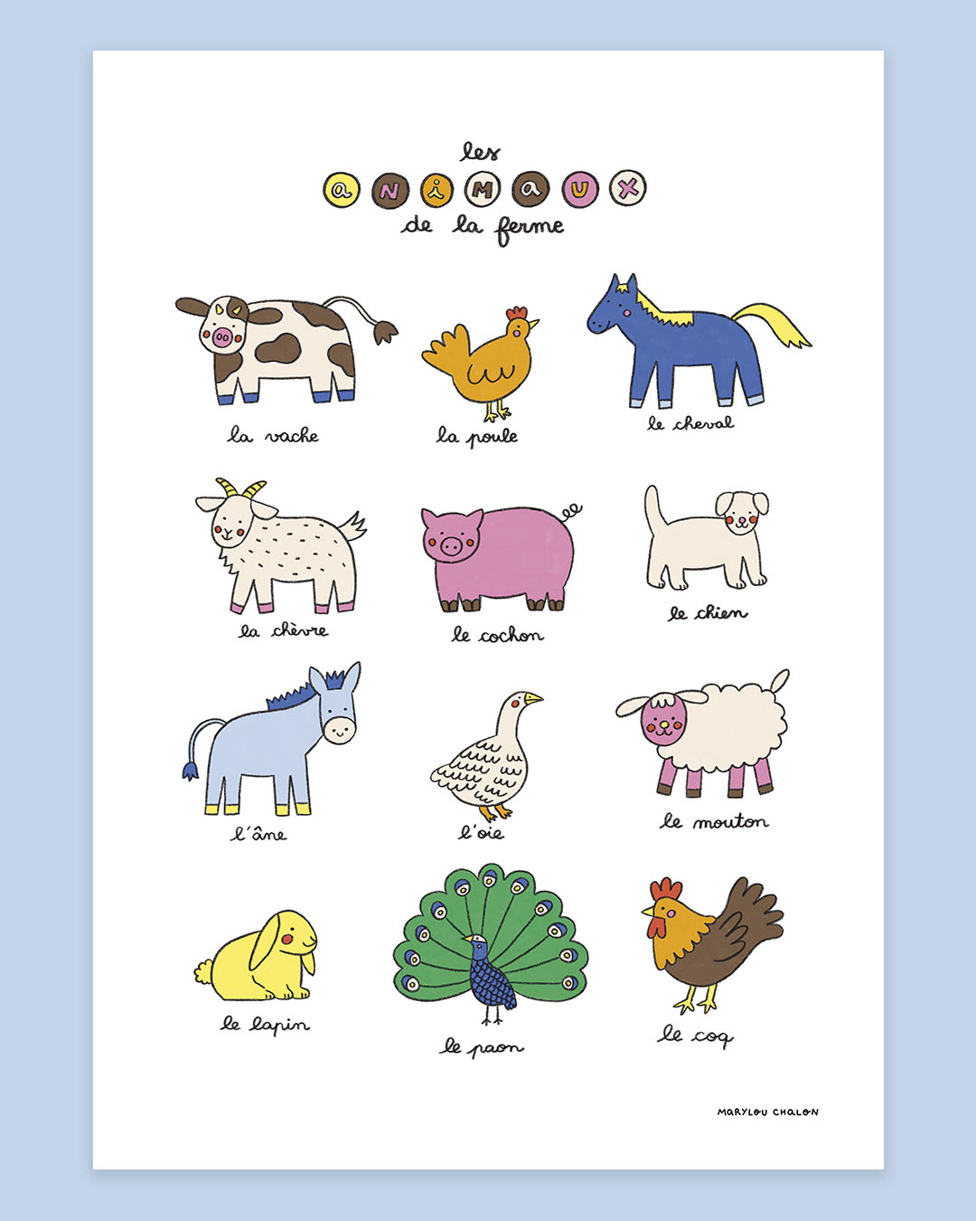 Imagier des animaux de la ferme, affiche