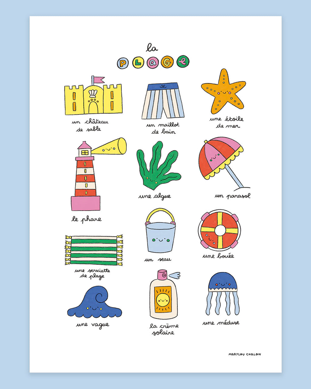 Imagier de la plage, affiche