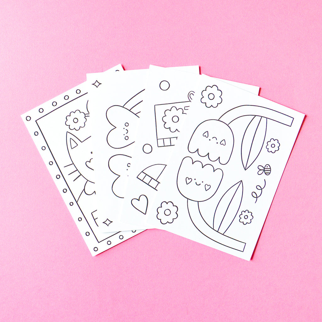 Set de 4 cartes postales à colorier