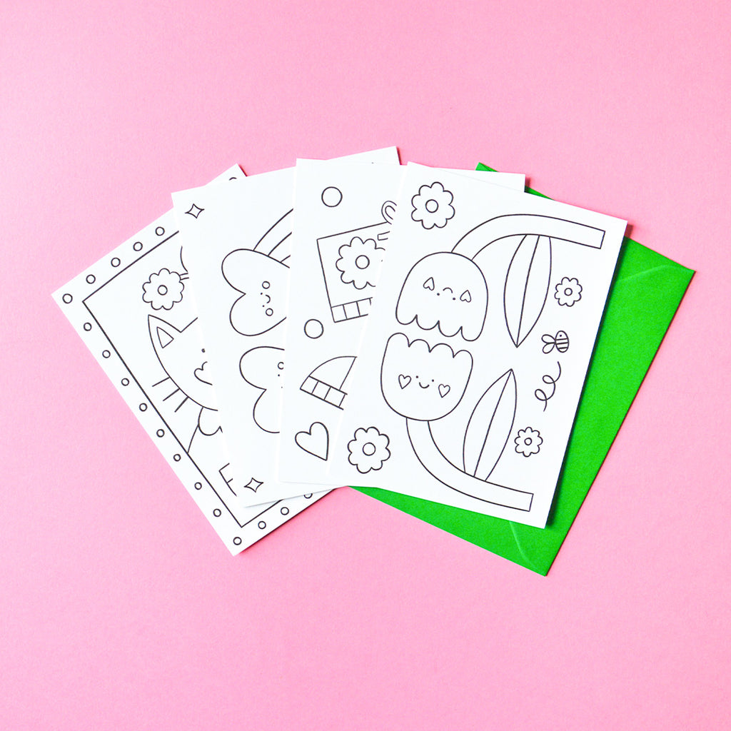 Set de 4 cartes postales à colorier