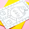 cat portrait coloring postcard
