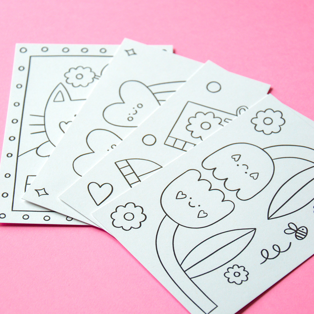 Coloring postcards • Set of 4