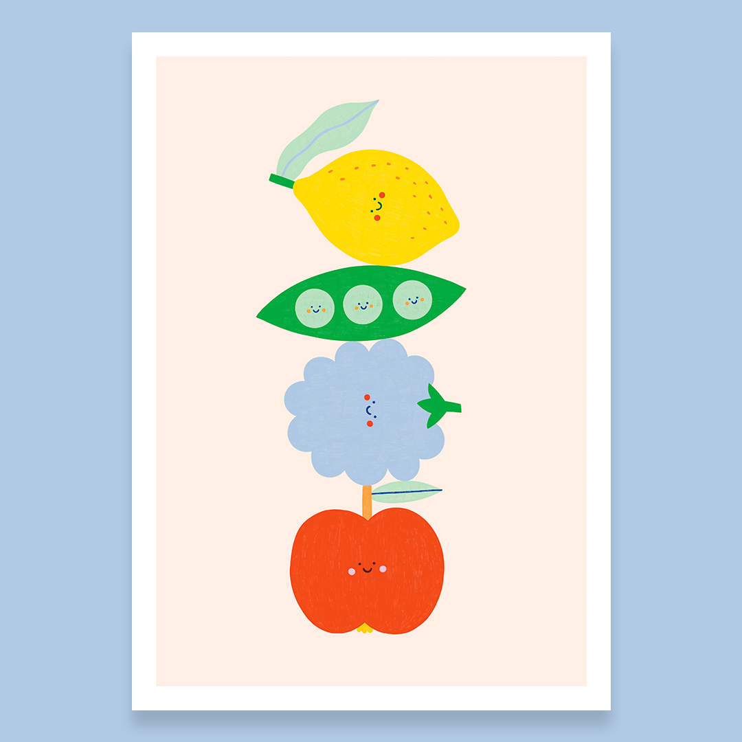 Fruits and peas, art print