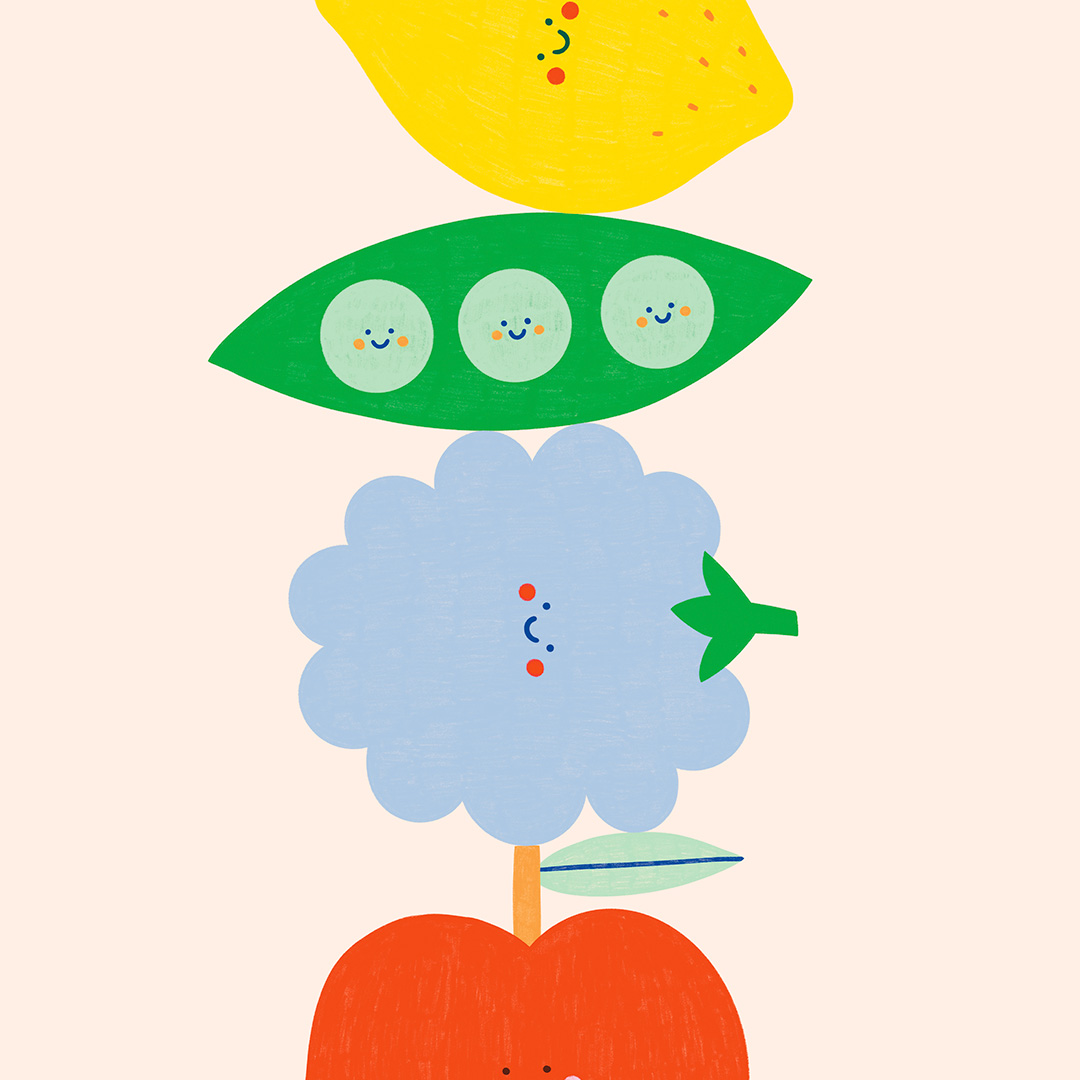 Fruits and peas poster