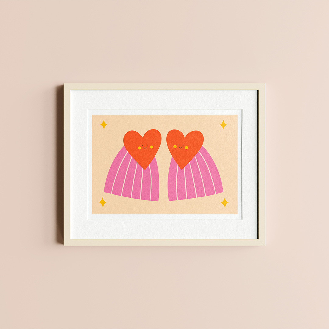 Loving hearts, art print