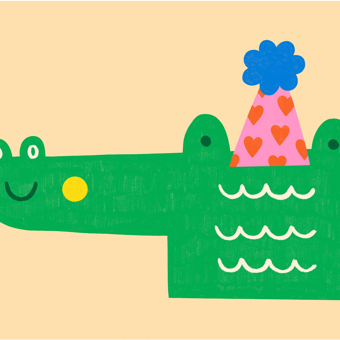 Crocodile birthday, art print