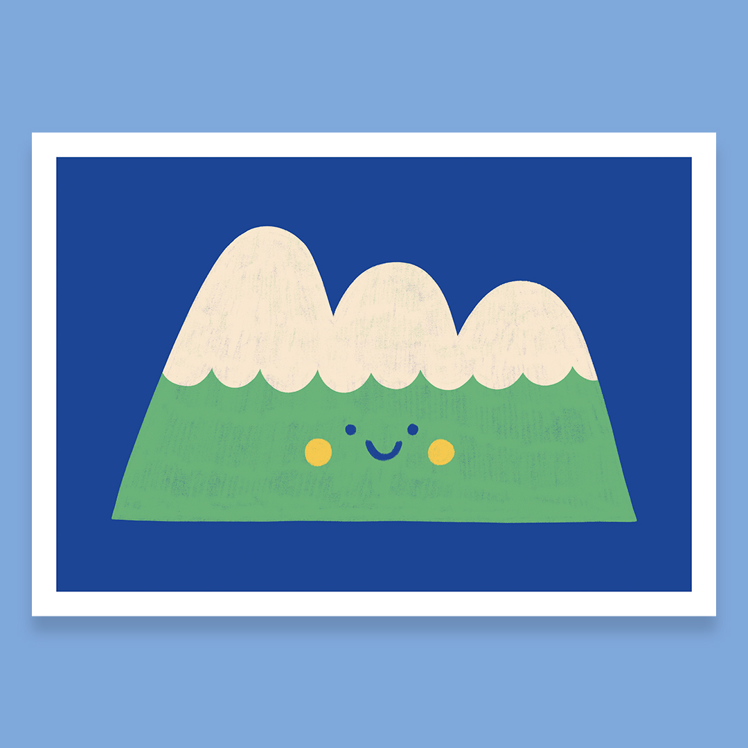 Art print, illustration, Happy mountain