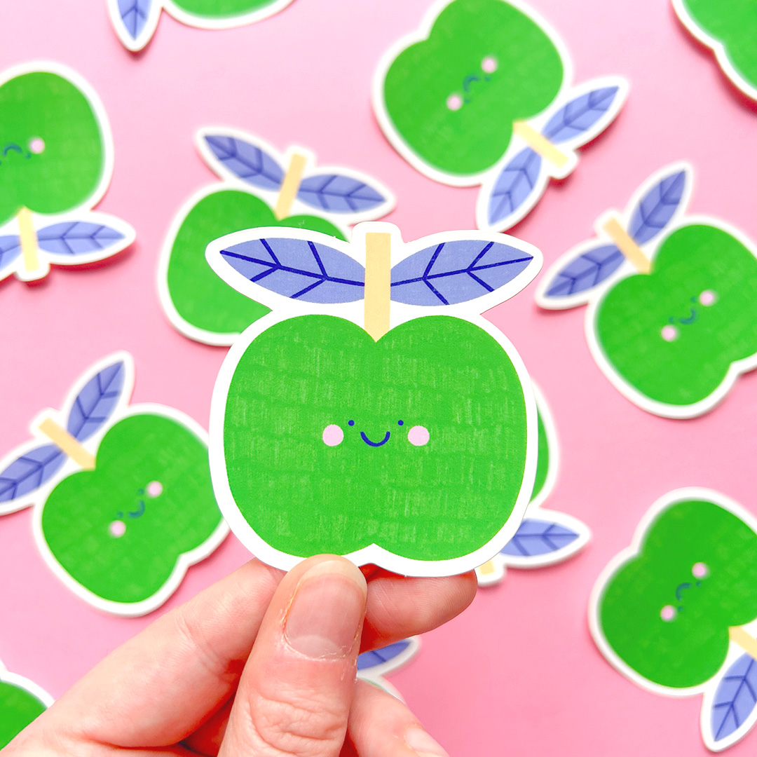 Green apple sticker