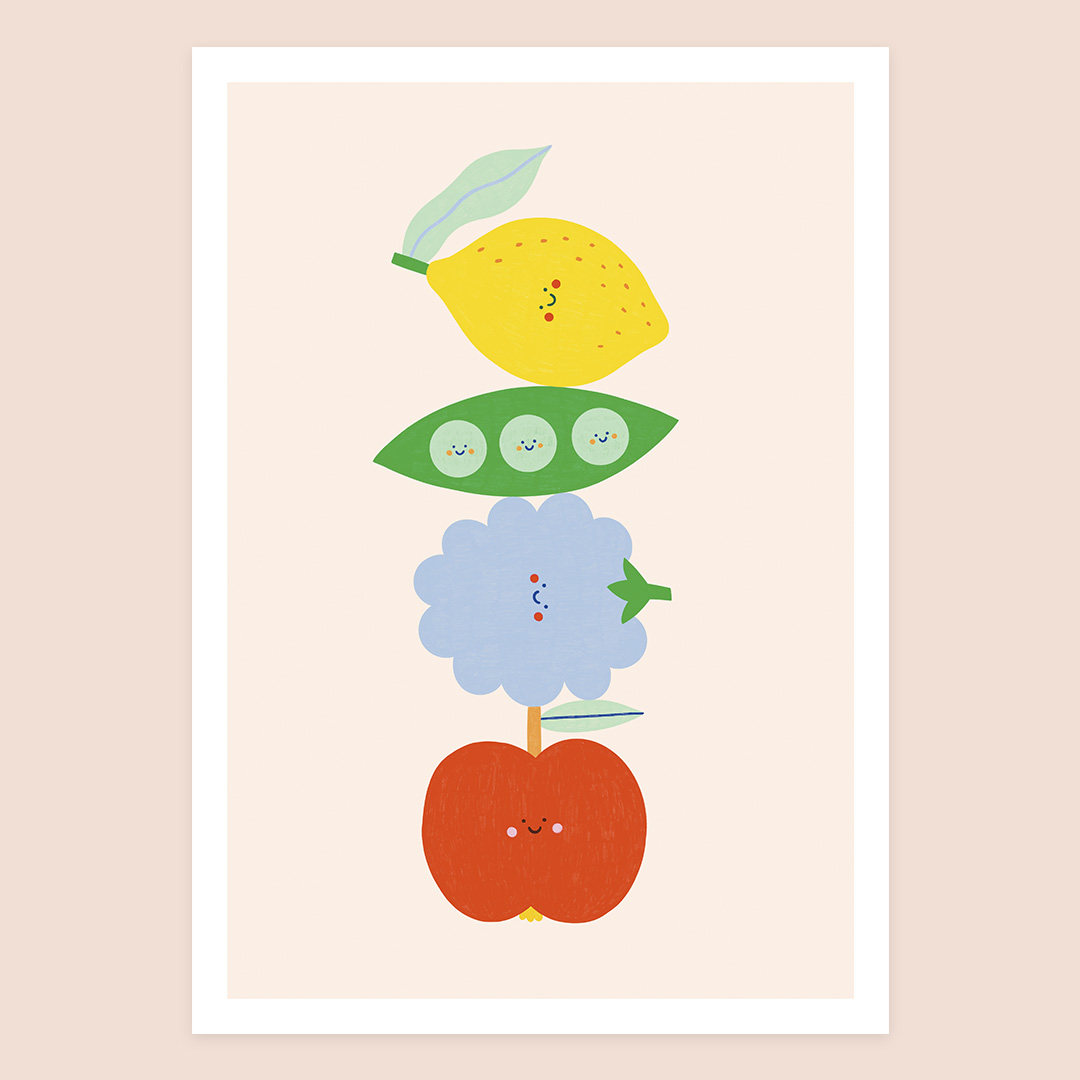 Fruits and peas, art print