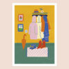cat portrait coloring postcard