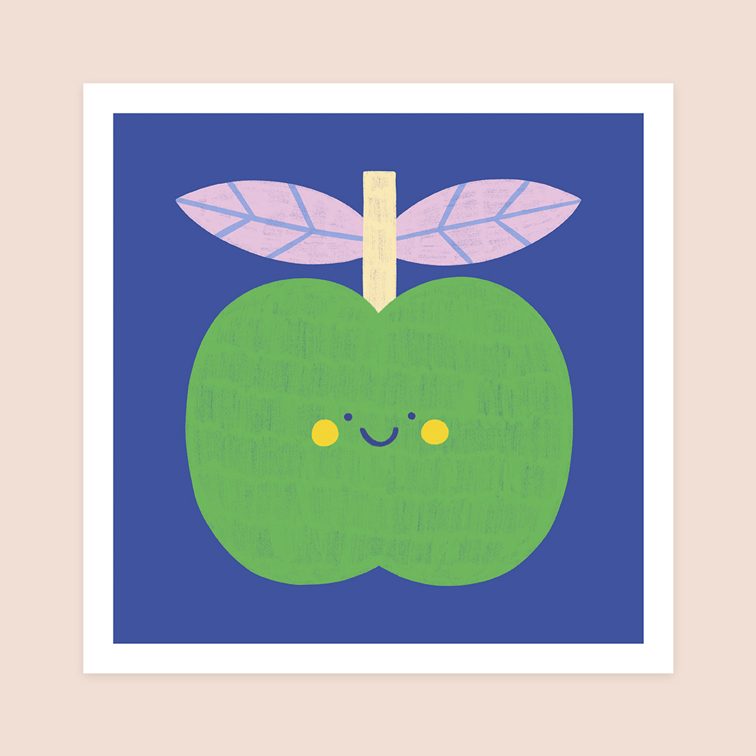 Green apple, art print